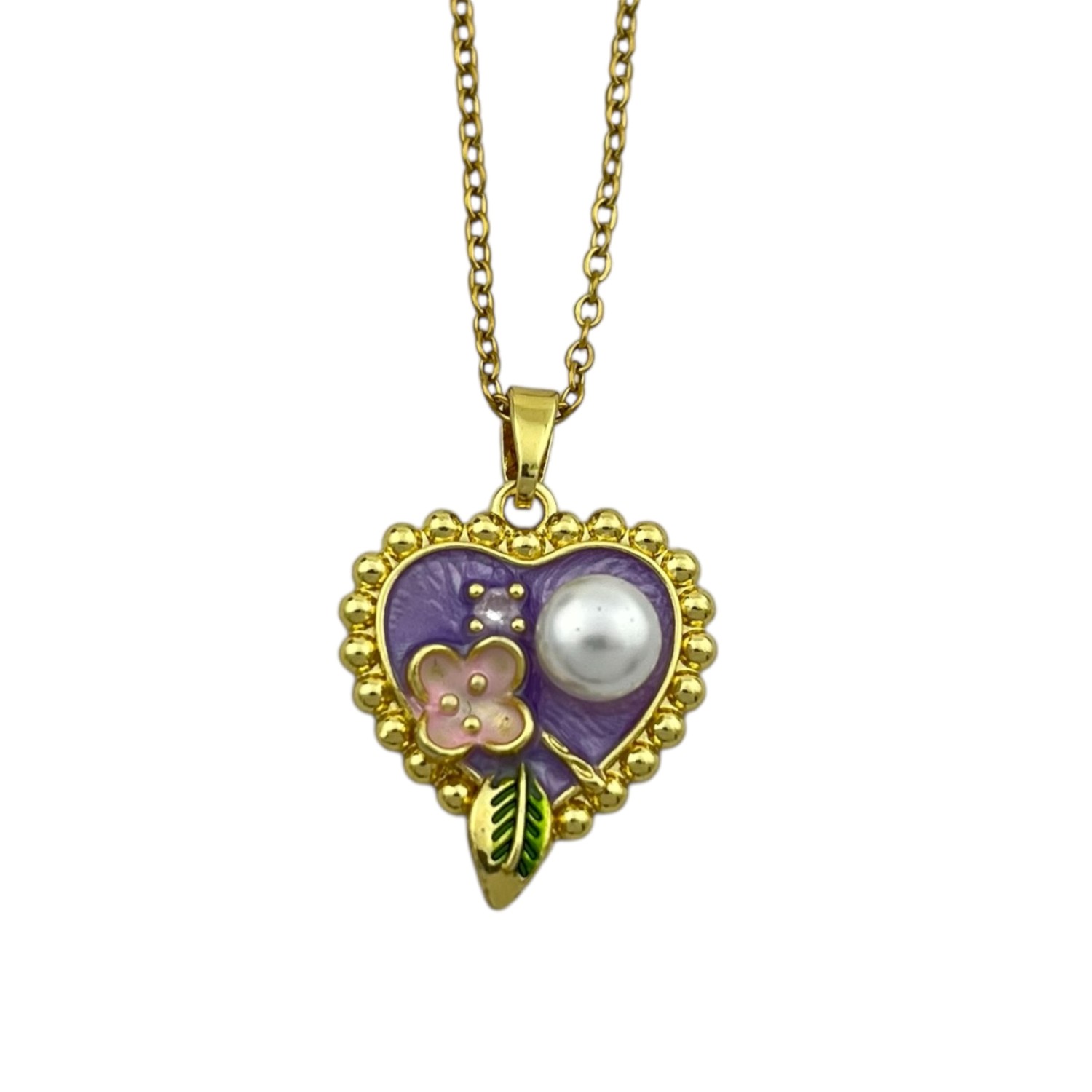 گردنبند-زنانه-میناکاری-مدل-قلب-و-مروارید-کد-N5006-1 گردنبند زنانه میناکاری مدل قلب و مروارید کد N5006