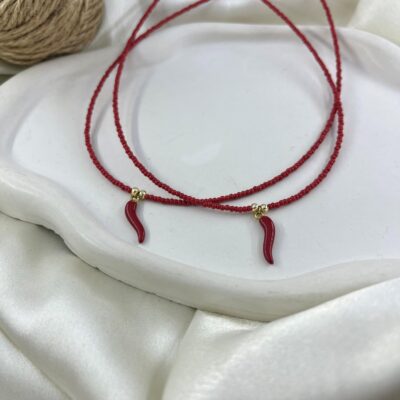 گردنبند زنانه مهره ای تابستانی مدل فلفل کد N5239