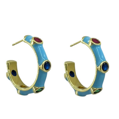 گوشواره زنانه میناکاری مدل حلقه ای کد E6417