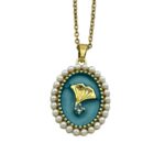 گردنبند زنانه میناکاری مدل مروارید و گل کد N5000