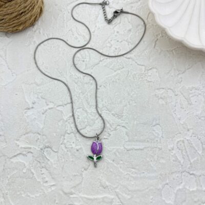 گردنبند زنانه مدل گل لاله کد N5010
