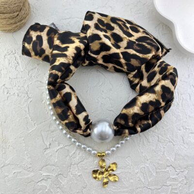 گردنبند زنانه پارچه ای دو لاین مدل مروارید کد N5170