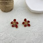 گوشواره زنانه مدل گل و نگین کد E6101