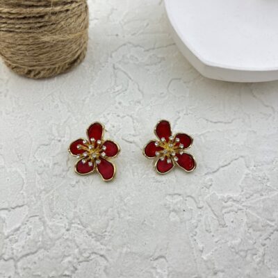 گوشواره زنانه مدل گل و نگین کد E6101