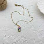 گردنبند زنانه میناکاری مدل گل و مروارید کد N4997