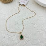 گردنبند زنانه ژوپینگ مدل نگین سبز زمرد کد N5112