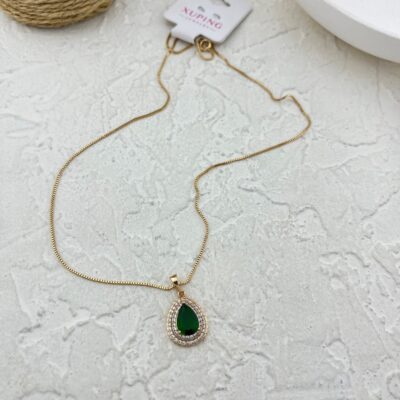 گردنبند زنانه ژوپینگ مدل نگین سبز زمرد کد N5112