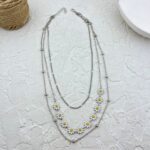 گردنبند زنانه مدل گل افتاب گردون سه ردیف کد N5139