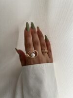 انگشتر مینیمال گره و ماهی مروارید کد R1032