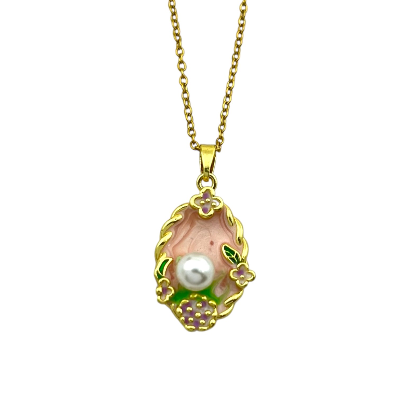 گردنبند-زنانه-میناکاری-مدل-مروارید-و-گل-کد-N4999-1 گردنبند زنانه میناکاری مدل مروارید و گل کد N4999