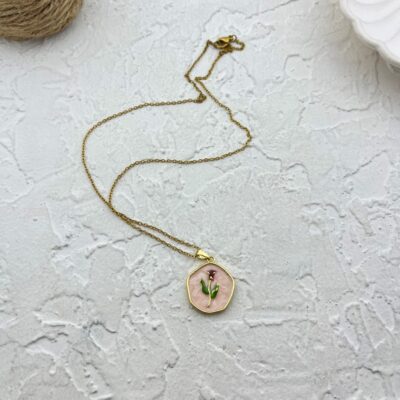 گردنبند زنانه میناکاری مدل گل رز کد N5002