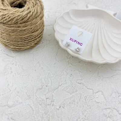گوشواره زنانه ژوپینگ مدل قلب جواهری کد E6018