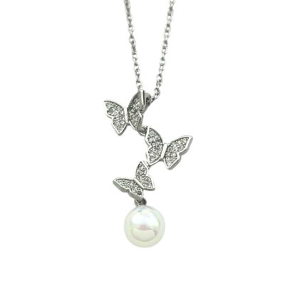 گردنبند زنانه مدل پروانه مروارید کد N5028