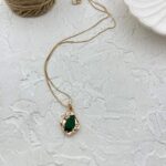 گردنبند زنانه مدل نگین سبز کد N5058