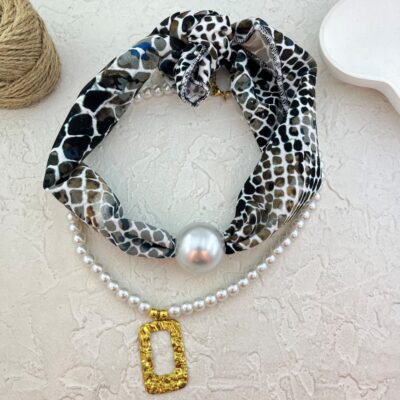 گردنبند زنانه پارچه ای مدل مروارید کد N5155