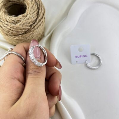 گوشواره زنانه ژوپینگ مدل نگین دار تنیسی کد E6380