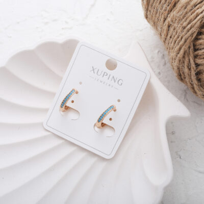گوشواره زنانه ژوپینگ مدل حلقه ای نگین E5475