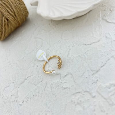 انگشتر زنانه ژوپینگ مدل برگ و مروارید کد R4954