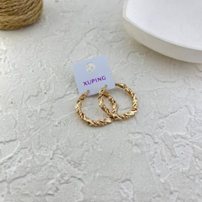 گوشواره زنانه ژوپینگ مدل حلقه ای تراشیده کد E6237