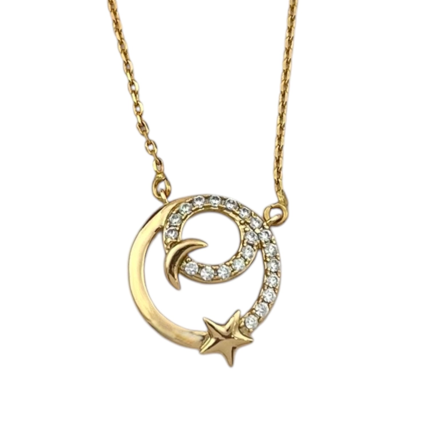 گردنبند-زنانه-مدل-دایره-ماه-ستاره-کد-N5055-1 گردنبند زنانه مدل دایره ماه ستاره کد N5055