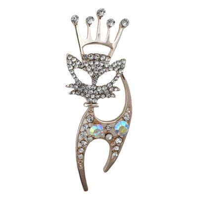 گل سینه زنانه مدل گربه تاجدار کد G4083
