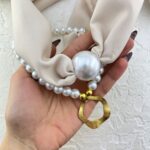 گردنبند زنانه پارچه ای دو لاین مدل مروارید کد N5172