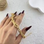نیم ست زنانه مدل بافت طلا کد M4367