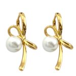گوشواره زنانه ژوپینگ مدل پاپیون مروارید کد E6099