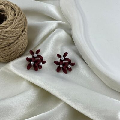 گوشواره زنانه مدل گل و مروارید کد E6486