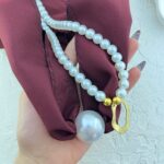 گردنبند زنانه پارچه ای دو لاین مدل مروارید کد N5171