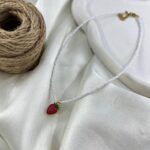 گردنبند زنانه مهره ای تابستانی مدل توت فرنگی کد N5241