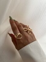انگشتر مینیمال گل و دفرمه کد R1028