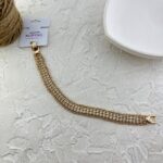 دستبند زنانه ژوپینگ مدل بافت حصیری طرح طلا کد B5423