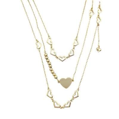 گردنبند زنانه ژوپینگ مدل قلب سه ردیف کد N5126
