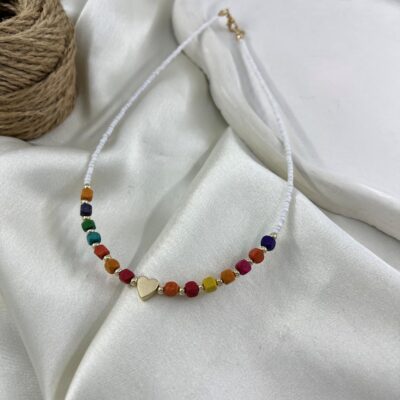 گردنبند زنانه مهره ای تابستانی مدل قلب کد N5278