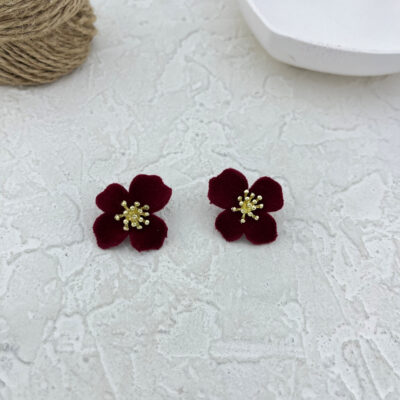 گوشواره زنانه مخملی مدل گل کد E6063