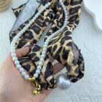 گردنبند زنانه پارچه ای دو لاین مدل مروارید کد N5170
