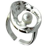 انگشتر زنانه مینیمال ابنقره مدل مروارید کد R5078