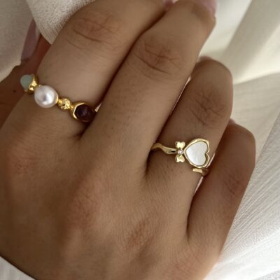 انگشتر قلب و مروارید کد R1026