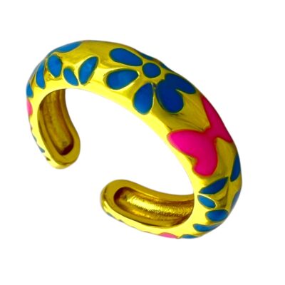 انگشتر زنانه مدل میناکاری رنگی گل کد R4994