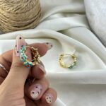 گوشواره زنانه میناکاری مدل گل کد E6418