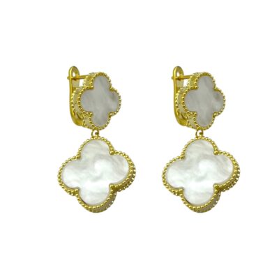 گوشواره زنانه مدل ژوپینگ گل چهارپر ونکیلیف کد E5658