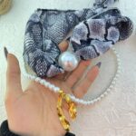 گردنبند زنانه پارچه ای دو لاین مدل مروارید کد N5152
