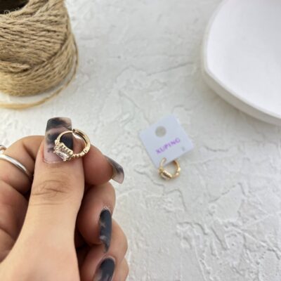 گوشواره زنانه ژوپینگ مدل نگین جواهری کد E6249