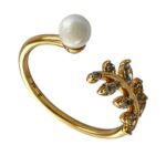 انگشتر زنانه ژوپینگ مدل برگ و مروارید کد R4954