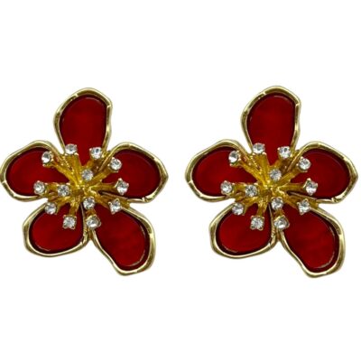 گوشواره زنانه مدل گل و نگین کد E6101