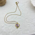 گردنبند زنانه میناکاری مدل قلب و مروارید کد N5006