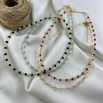 گردنبند زنانه مهره ای تابستانی مدل رنگی کد N5279