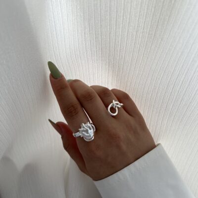 انگشتر مینیمال مروارید و گره کد R1044