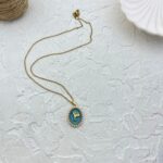 گردنبند زنانه میناکاری مدل مروارید و گل کد N5000